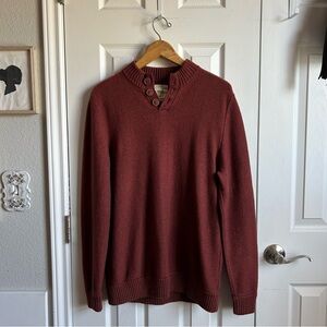 Ecoths burgundy merino wool long sleeve quarter button pullover sweater